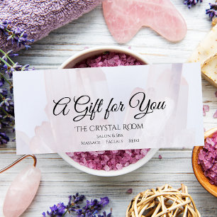 Carte Publicitaire Certificat cadeau de salon Spa de cristaux violets