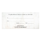 Carte Publicitaire Certificat cadeau de script en bois blanc simple (Dos)