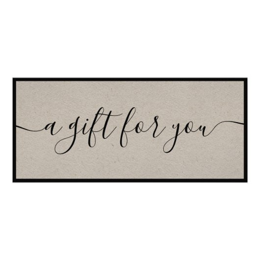 Carte Publicitaire Certificat cadeau de script signature Kraft simple (Devant)