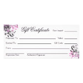 Carte Publicitaire Certificat cadeau de studio et de salon (Dos)