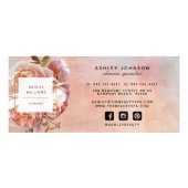 Carte Publicitaire Certificat cadeau Pink Rose Peony moderne Botaniqu (Dos)