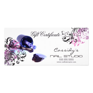 Carte Publicitaire Certificat Cadeau pour Studio et Salon de Manucure