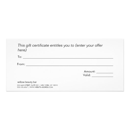 Carte Publicitaire Certificat cadeau Spa à rayures or moderne (Dos)