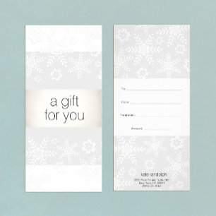 Carte Publicitaire Certificat cadeau Spa du salon d'hiver Snowflake