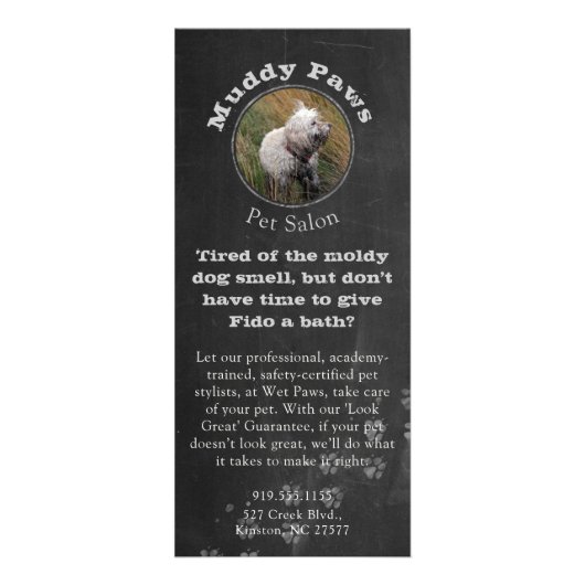 Carte Publicitaire Chalkboard Dog Grooming Services (Devant)