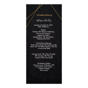 Carte Publicitaire Chic Black & Gold Cérémonie de cadre géométrique P