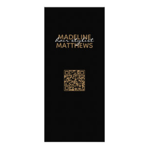 Carte Publicitaire Chic Black Gold Stylist QR Code Service Tarif