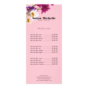 Carte Publicitaire Chic Bohème Fleur sauvage rose Boutique Salon