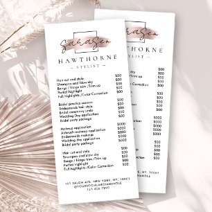 Carte Publicitaire Chic Brush Stroke Salon Tarifs Services Moderne