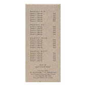 Carte Publicitaire Chic Faux Kraft Double Côté Business Tarifs (Dos)