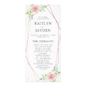 Carte Publicitaire Chic Rose géométrique Gold Floral Wedding Programm (Devant)