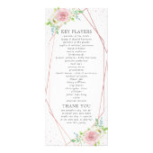 Carte Publicitaire Chic Rose géométrique Gold Floral Wedding Programm (Dos)