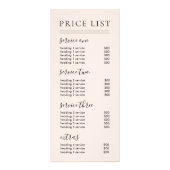 Carte Publicitaire Chic Script Typographie Services Blush Tarifs (Devant)