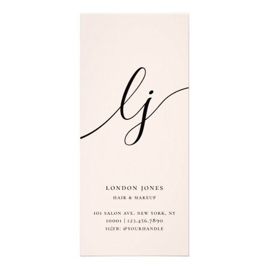 Carte Publicitaire Chic Script Typographie Services Blush Tarifs (Dos)