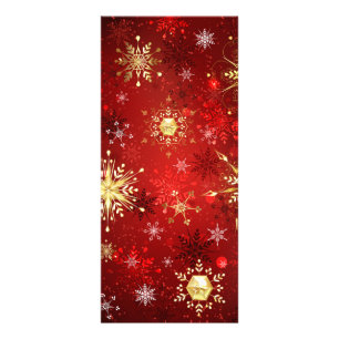 Carte Publicitaire Christmas Golden Snowflakes on Red Background