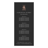 Carte Publicitaire Ciseaux or rose | Tarifs ou services de salons (Devant)