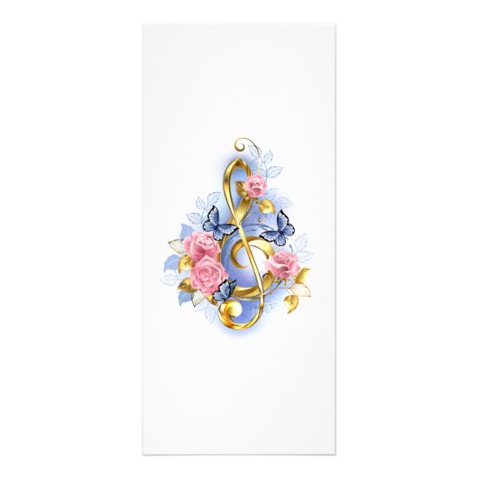 Carte Publicitaire Clé de fer avec roses roses roses (Devant)