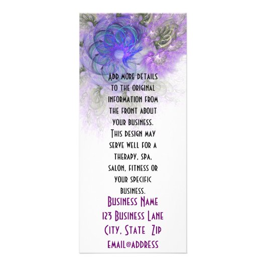 Carte Publicitaire Conception Abstraite de fleurs pourpre et bleu den (Dos)