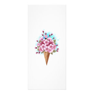 Carte Publicitaire Cône rose Sakura crème glacée gaufre