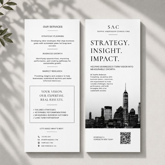 Carte Publicitaire Consultant Professionnel Code QR Blanc Moderne