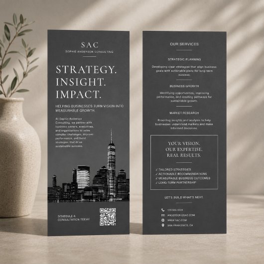 Carte Publicitaire Consultant Professionnel Code QR Gris Moderne