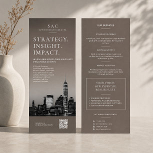 Carte Publicitaire Consultant Professionnel Code QR Taupe Moderne