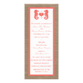 Carte Publicitaire Coral Seahorse Burlap Beach Wedding Program (Devant)