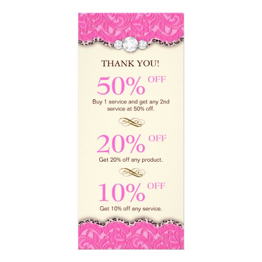 Carte Publicitaire Coupons de maquillage Bijoux Leopard Crème rose (Devant)