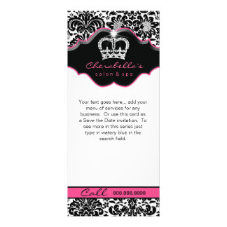 Carte Publicitaire Couronne florale rose noire blanche de damassé de