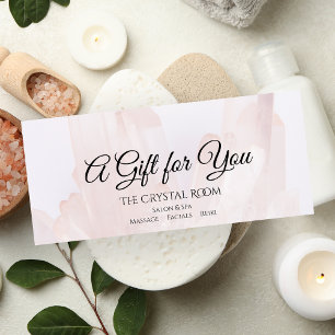 Carte Publicitaire Cristaux rose vif Certificat cadeau Spa Salon