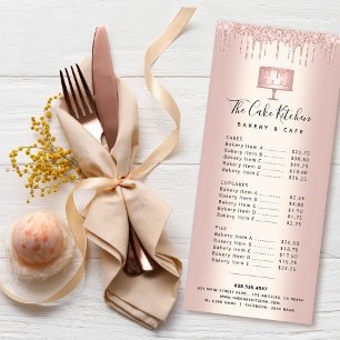 Carte Publicitaire Cuisine Rose or Parties scintillant pâtisserie Men