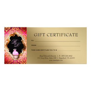 Carte Publicitaire Cupcake Damask Certificat cadeau Pink Gold