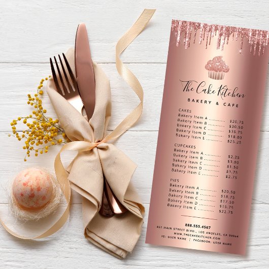 Carte Publicitaire Cupcake Rose Gold Cuivre Parties scintillant Boula