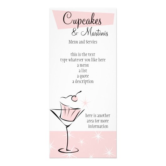 Carte Publicitaire Cupcakes et Martinis ! (Devant)