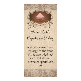 Carte Publicitaire Damassé de rose et de brun de petit gâteau de