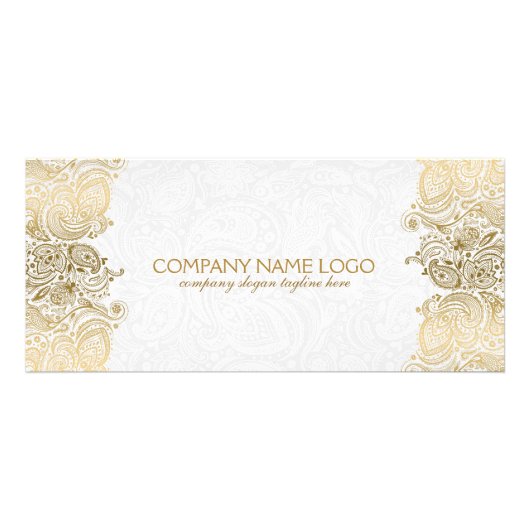 Carte Publicitaire Dentelle Paisley Or En Blanc (Devant)