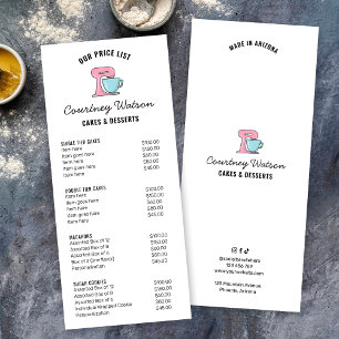 Carte Publicitaire Desserts de gâteaux simples à la mode Boulangerie