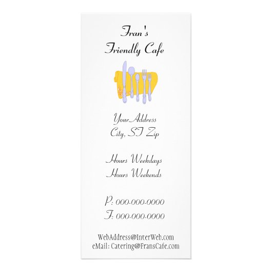 Carte Publicitaire Dinnerware Custom Restaurant Publicité Modèle (Devant)