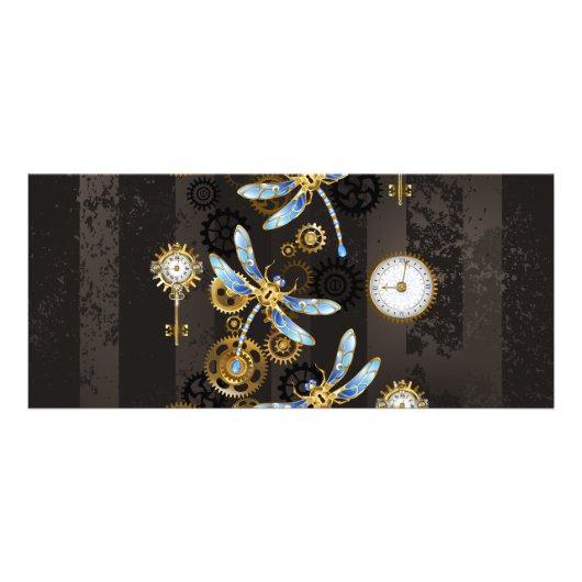 Carte Publicitaire Dragonflies de Steampunk sur arrière - plan rayé b (Devant)