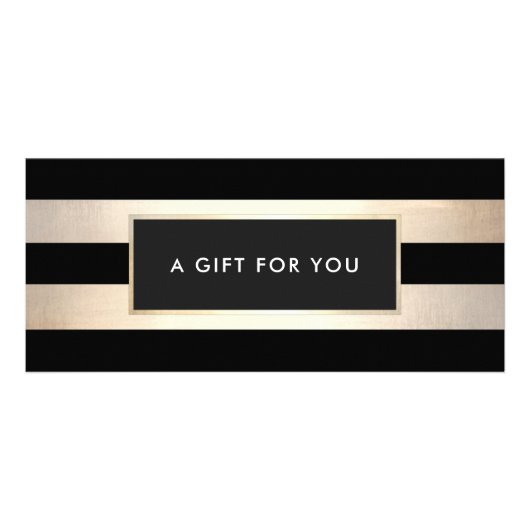 Carte Publicitaire Élégant Black Gold Striped Spa Certificat cadeau (Devant)
