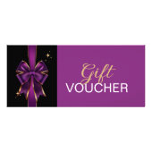 Carte Publicitaire Élégant bon cadeau Purple & Gold Bow | Réduction (Devant)
