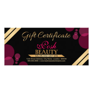 Carte Publicitaire Élégant certificat cadeau or et rose chaud