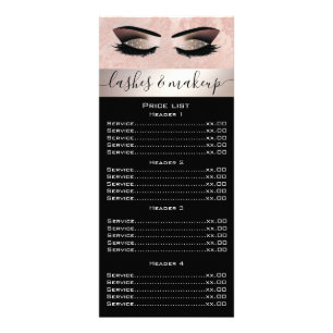 Carte Publicitaire Elégant cils & sourcils rose marbre d'or