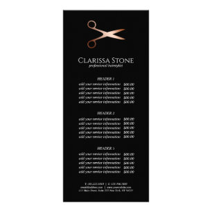 Carte Publicitaire Elégant ciseaux d'or rose moderne coiffeur