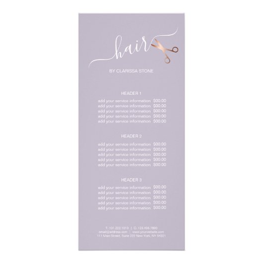 Carte Publicitaire Elégant ciseaux d'or rose moderne coiffeur (Devant)