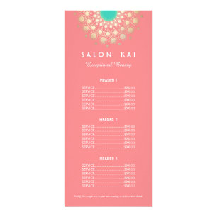Carte Publicitaire Elégant Coral rose et Gold Circle Motif