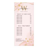 Carte Publicitaire Elégant Pink Gold Marble Agate Services Tarifs (Dos)