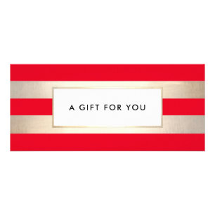 Carte Publicitaire Élégant Red Gold Striped Spa Certificat cadeau