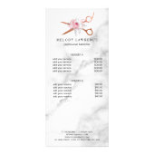 Carte Publicitaire Elégant rose en cuivre ciseaux en or coiffeuse (Dos)