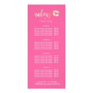 Carte Publicitaire Élégant rose en cuivre, lèvres et maquillage en or